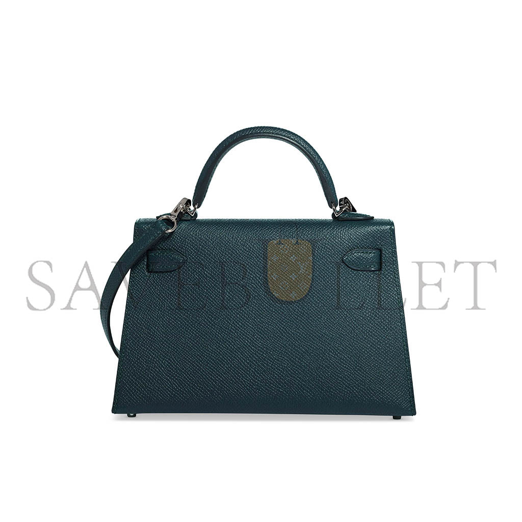 HERMÈS MINI KELLY VERT CYPRESS WITH PALLADIUM HARDWARE (19*12*5.5cm)